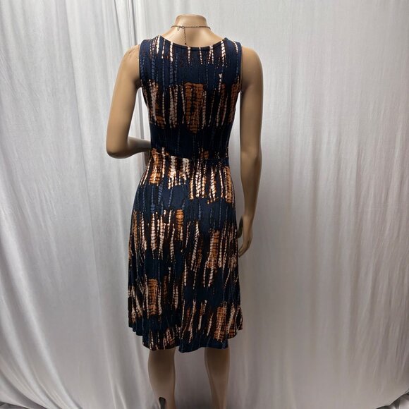 Venus Lascana Dress Womens Sz Small Blue Rust Soft V-Neck Sleeveless Knee Length - Picture 4 of 9